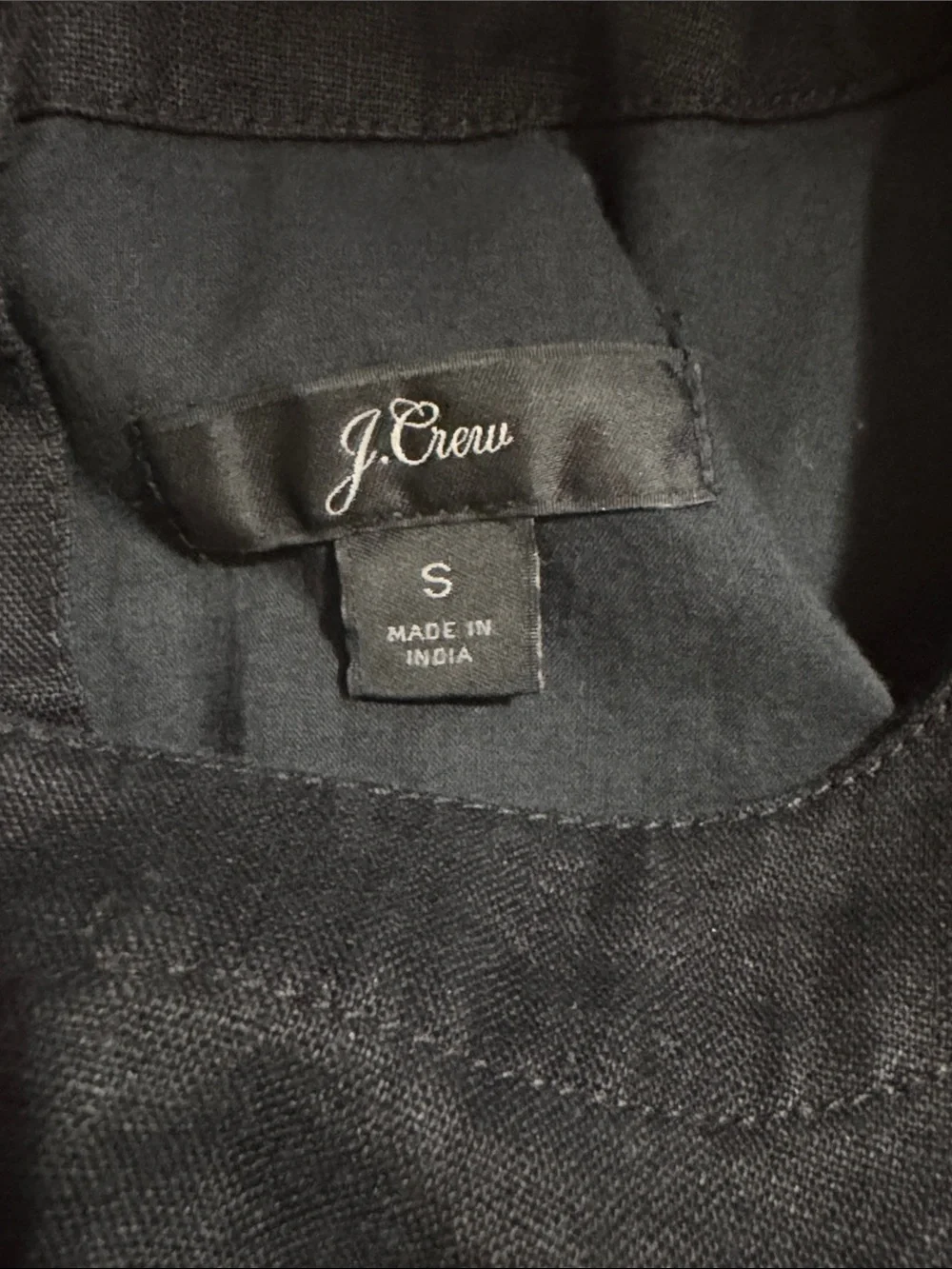 J Crew Beauchamps Linen Button-Back Sleeveless Shift Dress Black Pockets-Small